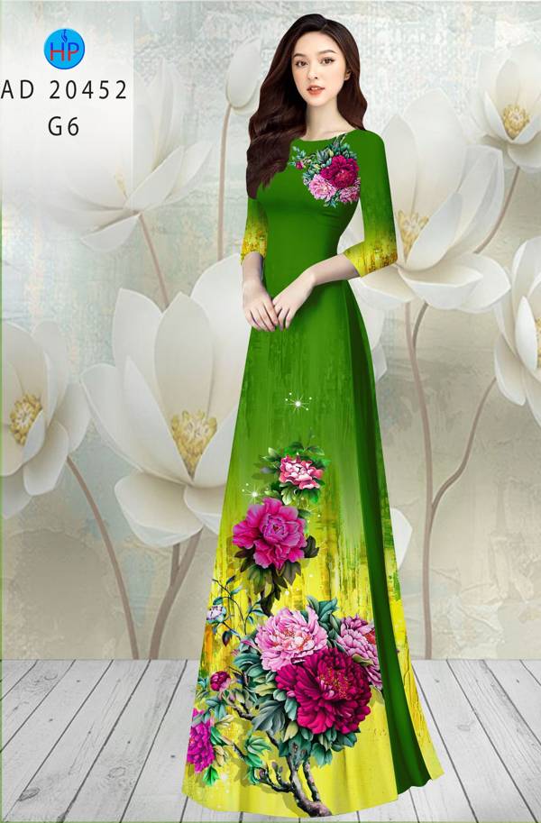 Vải Áo Dài Hoa In 3D thiết kế 2021 AD 20452