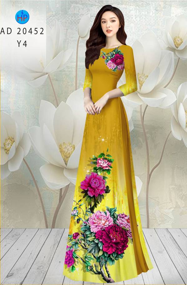 Vải Áo Dài Hoa In 3D thiết kế 2021 AD 20452
