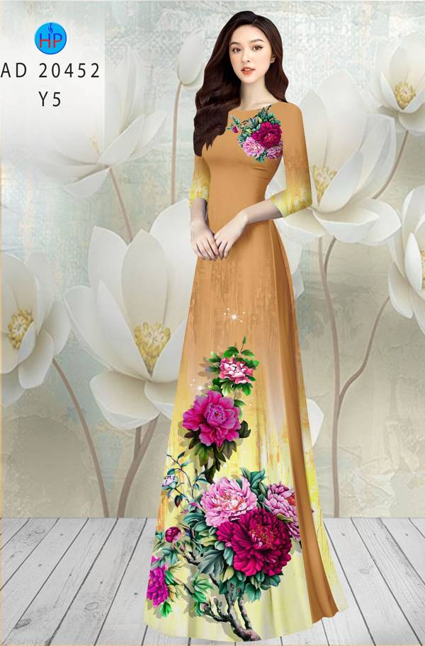 Vải Áo Dài Hoa In 3D thiết kế 2021 AD 20452