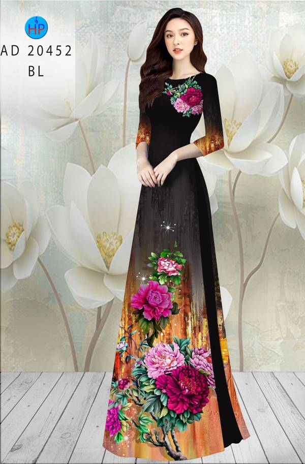 Vải Áo Dài Hoa In 3D thiết kế 2021 AD 20452