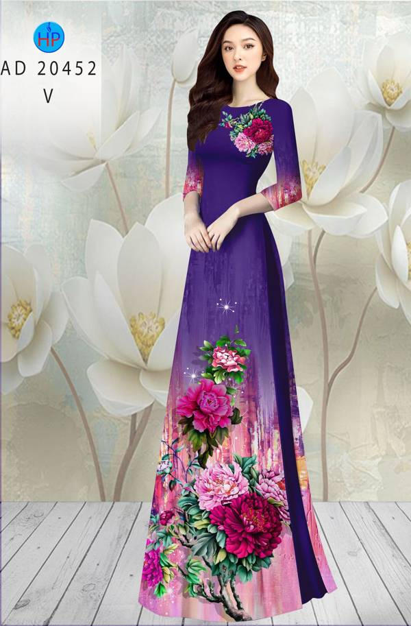 Vải Áo Dài Hoa In 3D thiết kế 2021 AD 20452