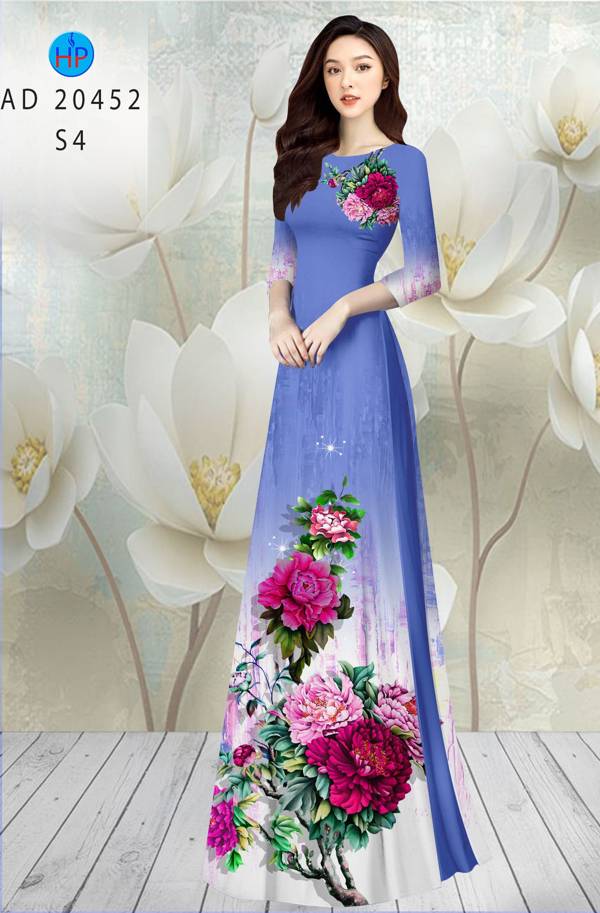 Vải Áo Dài Hoa In 3D thiết kế 2021 AD 20452
