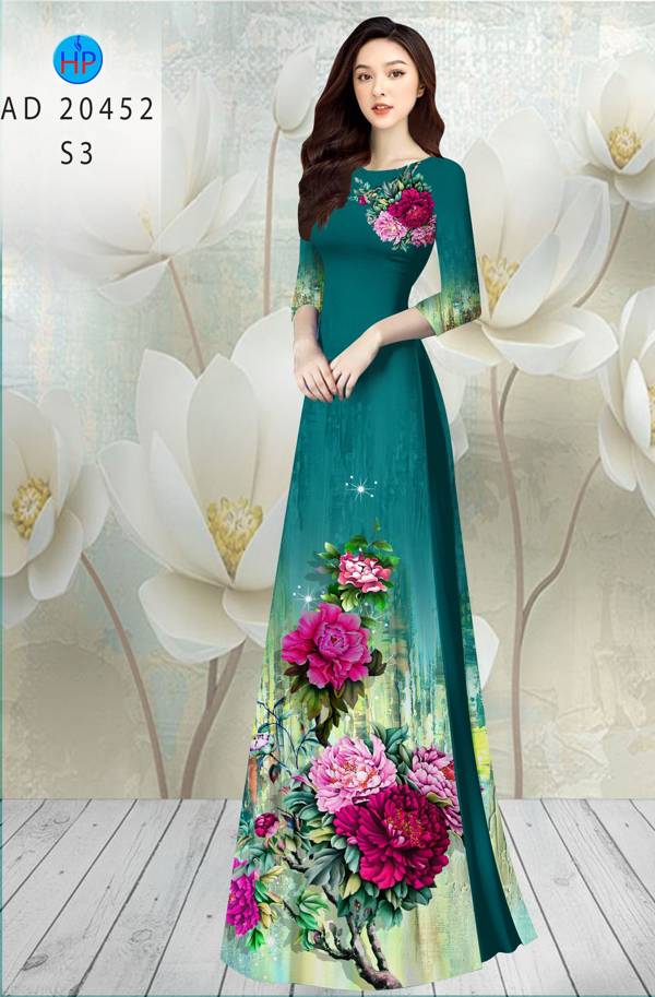 Vải Áo Dài Hoa In 3D thiết kế 2021 AD 20452