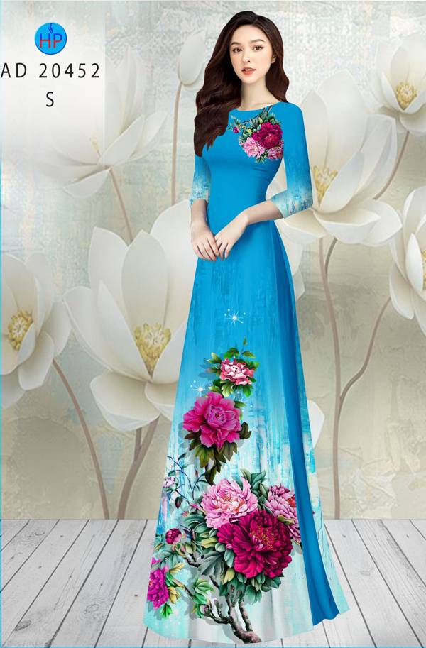 Vải Áo Dài Hoa In 3D thiết kế 2021 AD 20452