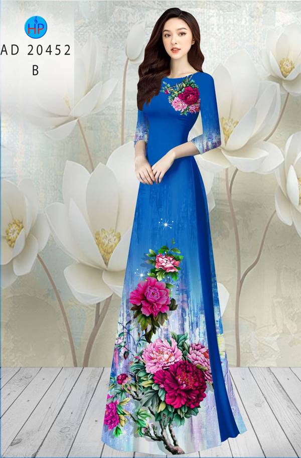 Vải Áo Dài Hoa In 3D thiết kế 2021 AD 20452