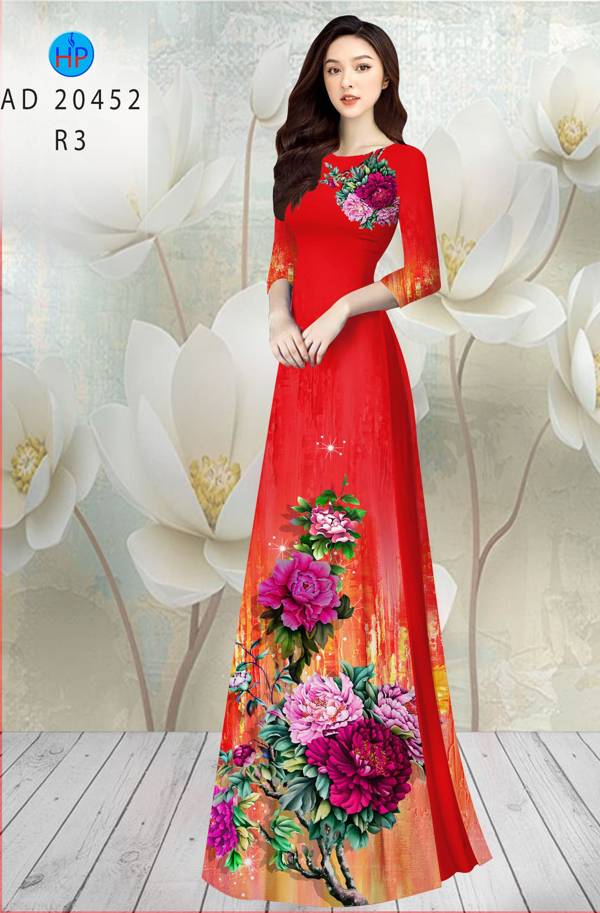 Vải Áo Dài Hoa In 3D thiết kế 2021 AD 20452