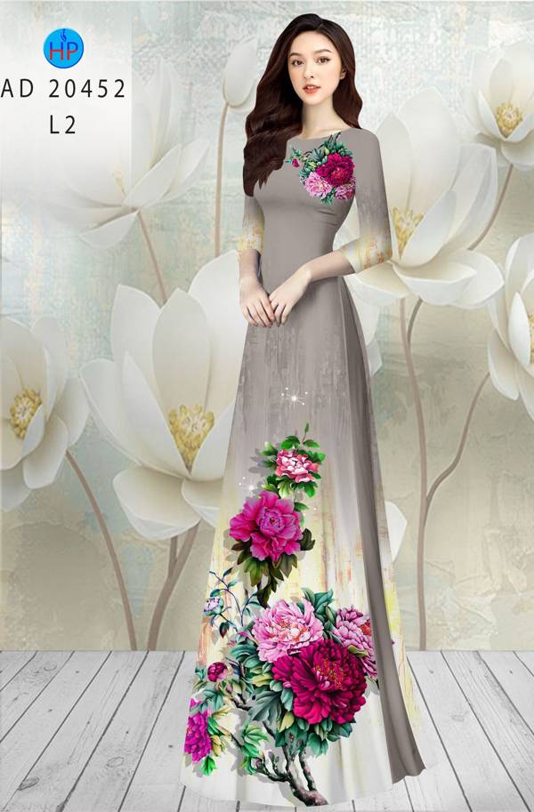 Vải Áo Dài Hoa In 3D thiết kế 2021 AD 20452
