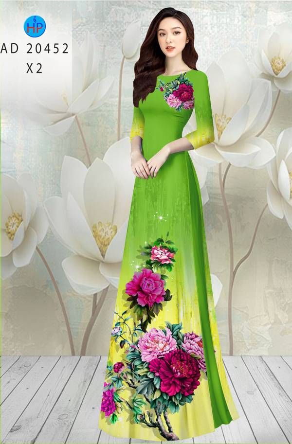 Vải Áo Dài Hoa In 3D thiết kế 2021 AD 20452