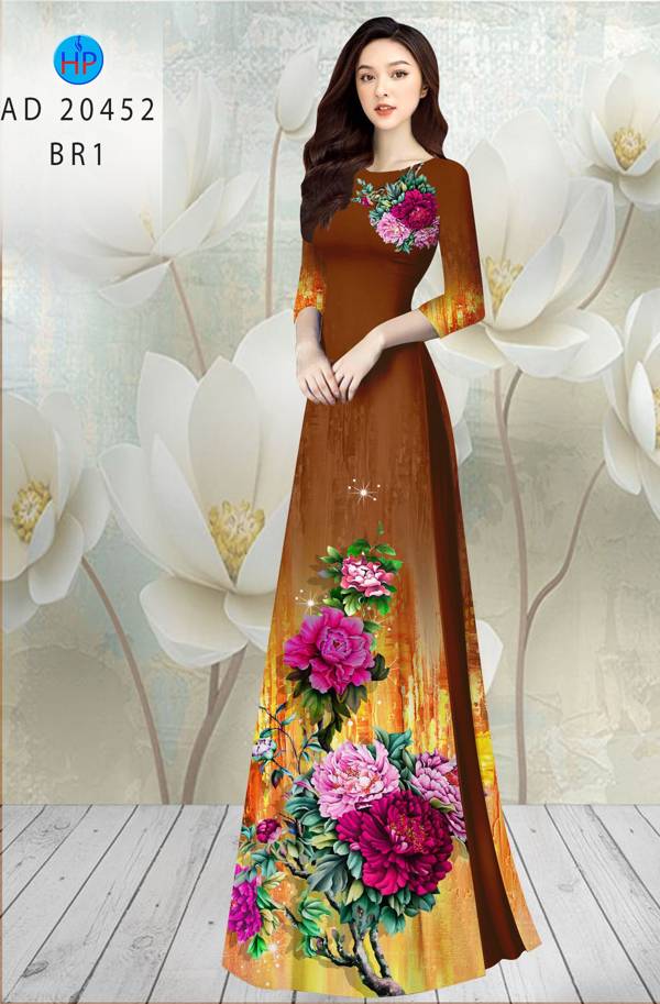 Vải Áo Dài Hoa In 3D thiết kế 2021 AD 20452
