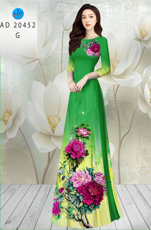 Vải Áo Dài Hoa In 3D thiết kế 2021 AD 20452