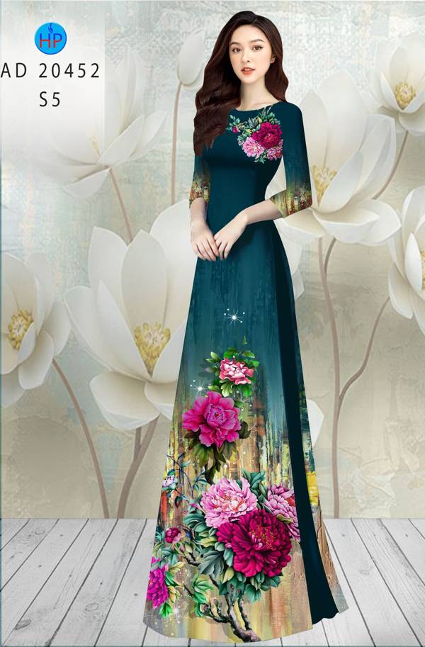 Vải Áo Dài Hoa In 3D thiết kế 2021 AD 20452