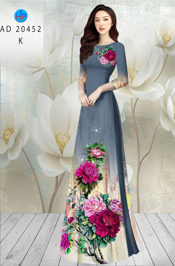 Vải Áo Dài Hoa In 3D thiết kế 2021 AD 20452