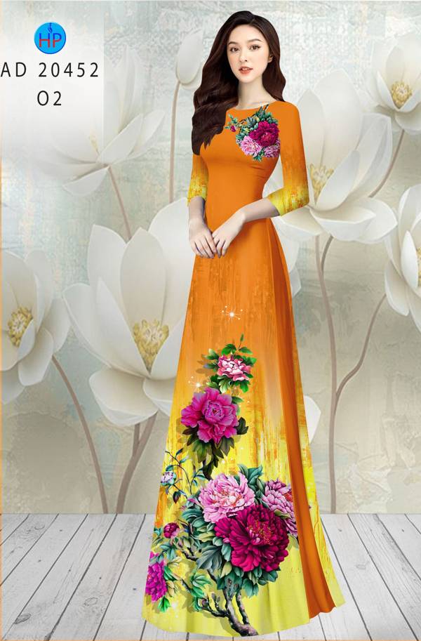 Vải Áo Dài Hoa In 3D thiết kế 2021 AD 20452