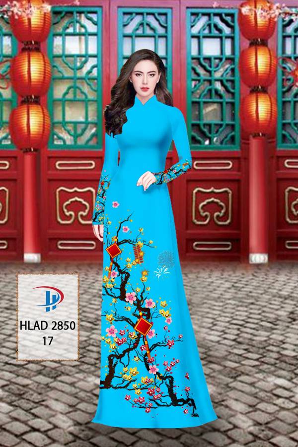 Vải Áo Dài Tết Hoa Mai kiểu mới AD HLAD 2850 52 Vải Áo Dài Tết Hoa Mai kiểu mới AD HLAD 2850