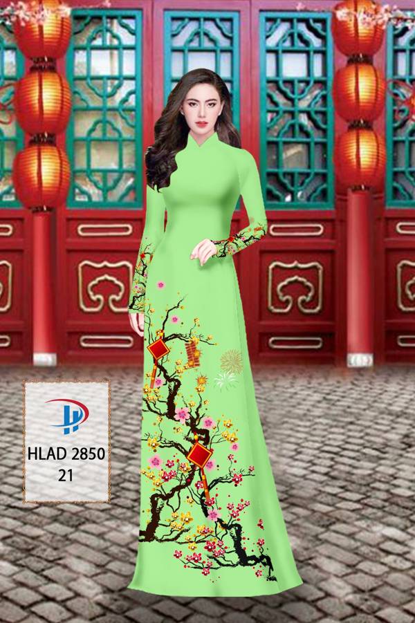 Vải Áo Dài Tết Hoa Mai kiểu mới AD HLAD 2850 56 Vải Áo Dài Tết Hoa Mai kiểu mới AD HLAD 2850