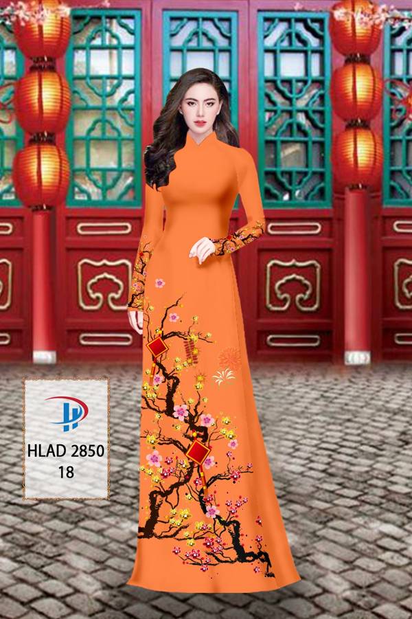 Vải Áo Dài Tết Hoa Mai kiểu mới AD HLAD 2850 53 Vải Áo Dài Tết Hoa Mai kiểu mới AD HLAD 2850