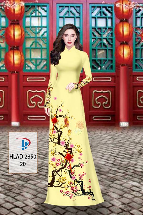 Vải Áo Dài Tết Hoa Mai kiểu mới AD HLAD 2850 55 Vải Áo Dài Tết Hoa Mai kiểu mới AD HLAD 2850