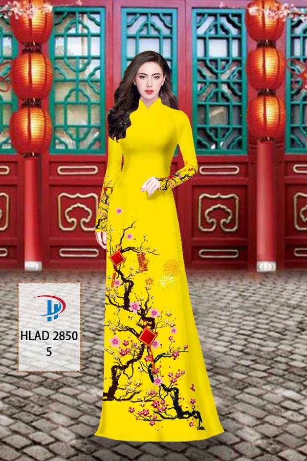 Vải Áo Dài Tết Hoa Mai kiểu mới AD HLAD 2850 66 Vải Áo Dài Tết Hoa Mai kiểu mới AD HLAD 2850