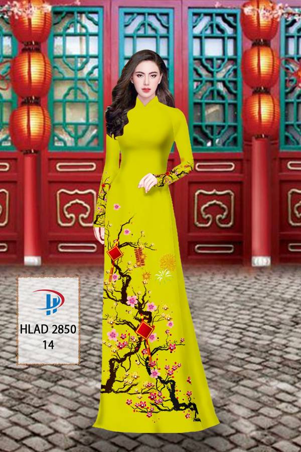Vải Áo Dài Tết Hoa Mai kiểu mới AD HLAD 2850 73 Vải Áo Dài Tết Hoa Mai kiểu mới AD HLAD 2850