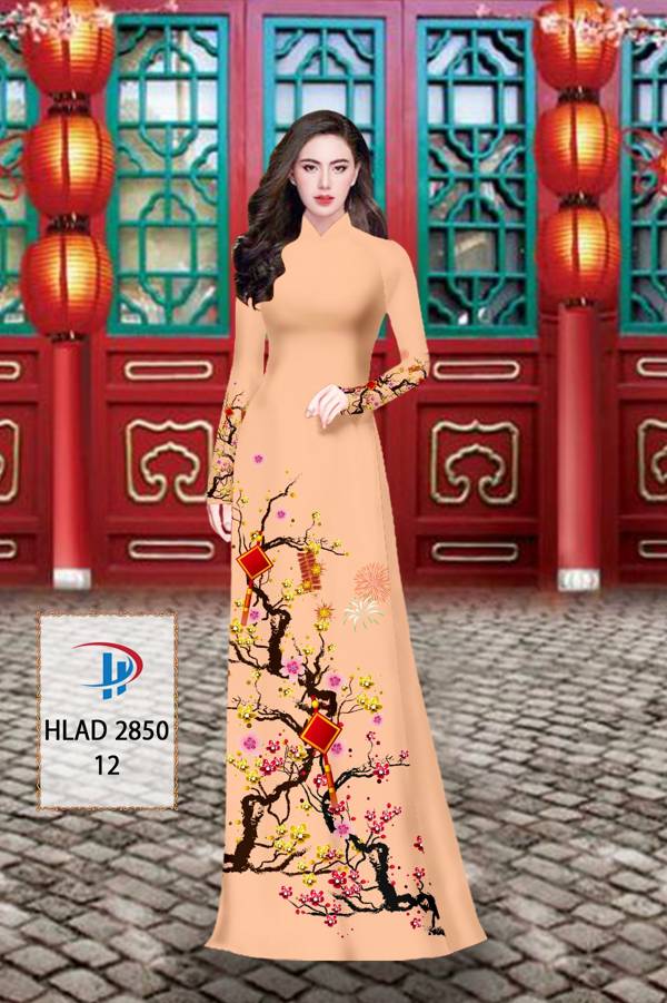 Vải Áo Dài Tết Hoa Mai kiểu mới AD HLAD 2850 71 Vải Áo Dài Tết Hoa Mai kiểu mới AD HLAD 2850