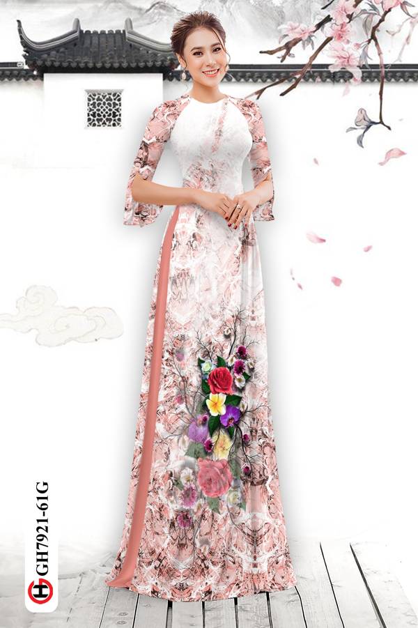 Vải Áo Dài Hoa Hồng thiết kế 2021 AD GH7921 40 Vải Áo Dài Hoa Hồng thiết kế 2021 AD GH7921