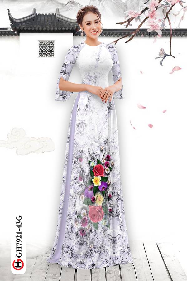 Vải Áo Dài Hoa Hồng thiết kế 2021 AD GH7921 42 Vải Áo Dài Hoa Hồng thiết kế 2021 AD GH7921