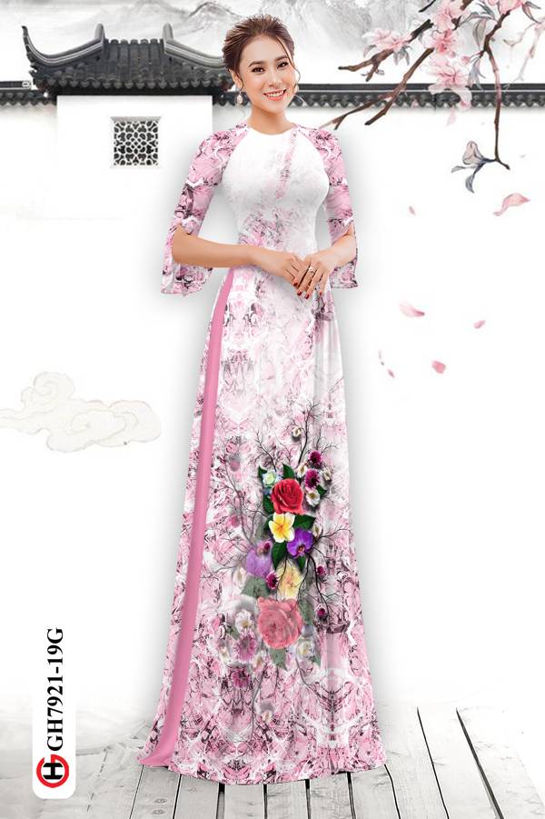 Vải Áo Dài Hoa Hồng thiết kế 2021 AD GH7921 44 Vải Áo Dài Hoa Hồng thiết kế 2021 AD GH7921