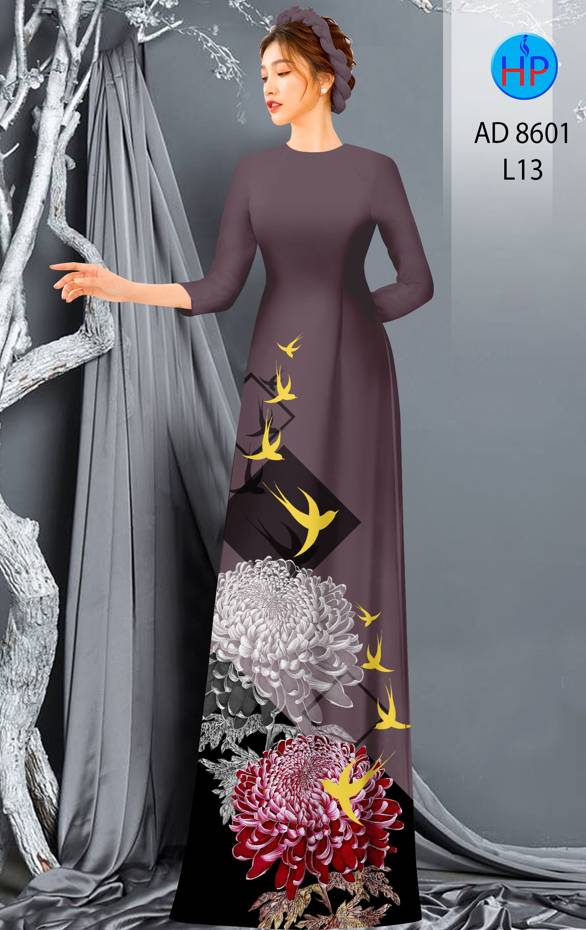 Vải Áo Dài Hoa Cúc mới ra AD 8601