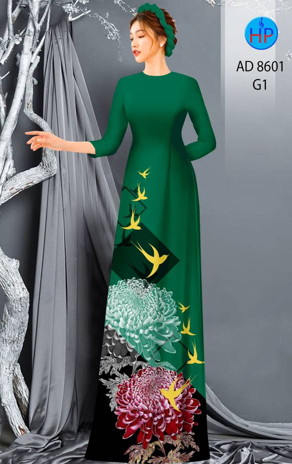 Vải Áo Dài Hoa Cúc mới ra AD 8601