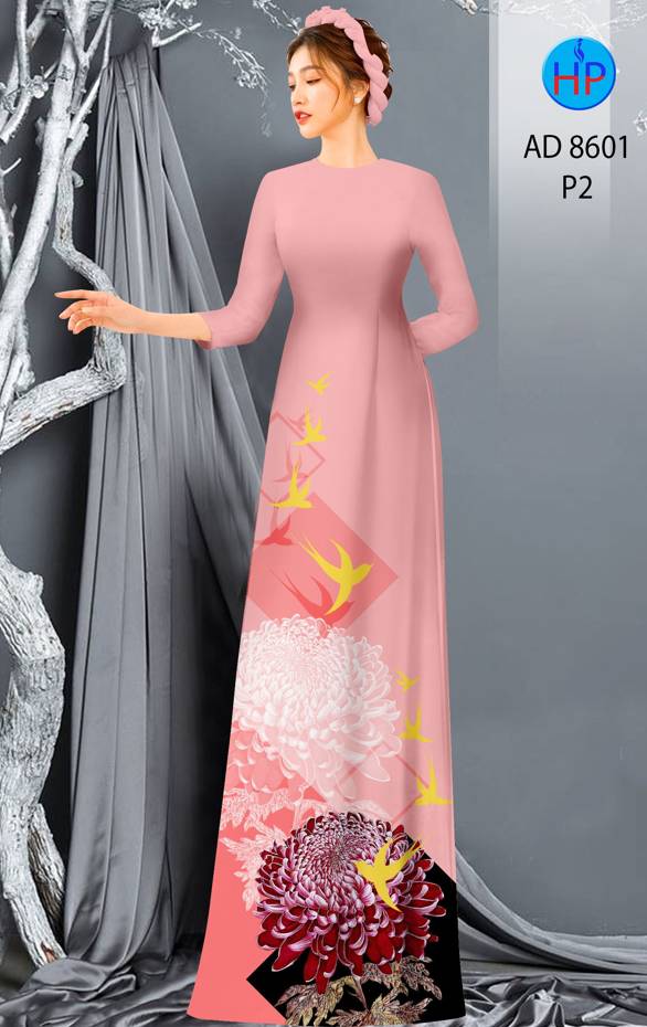 Vải Áo Dài Hoa Cúc mới ra AD 8601