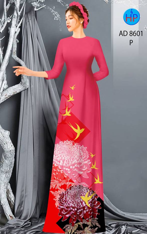 Vải Áo Dài Hoa Cúc mới ra AD 8601