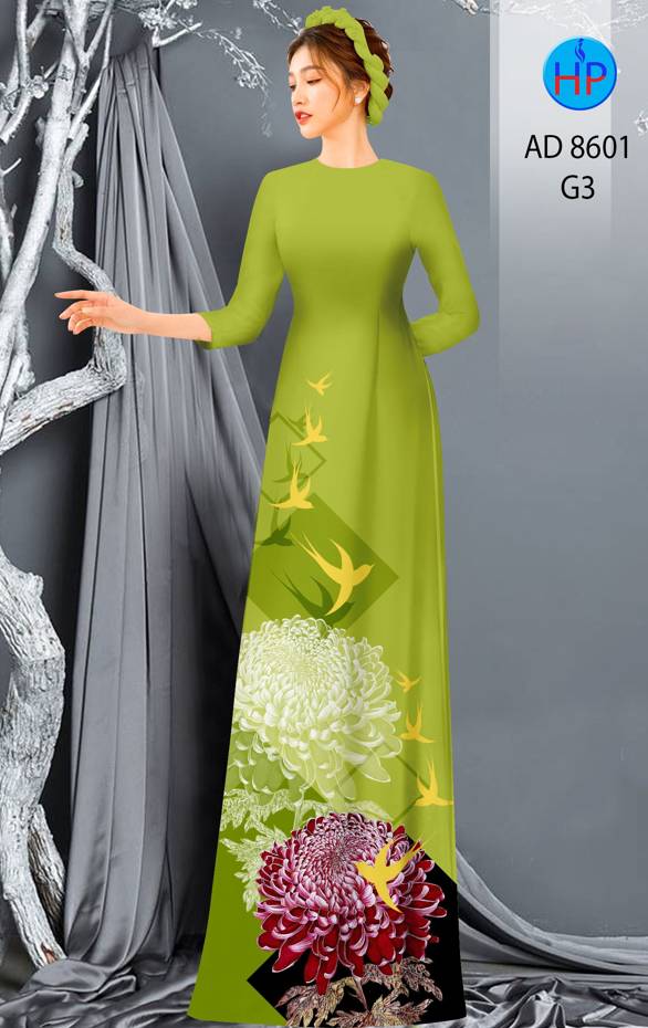 Vải Áo Dài Hoa Cúc mới ra AD 8601