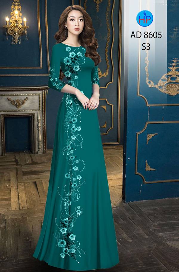 Vải Áo Dài Hoa In 3D mới ra AD 8605 45 Vải Áo Dài Hoa In 3D mới ra AD 8605