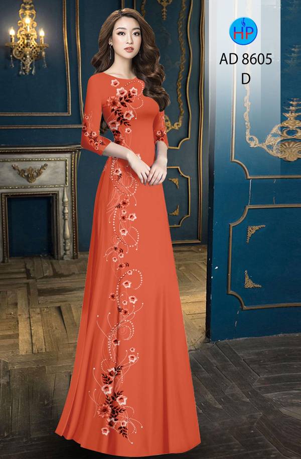 Vải Áo Dài Hoa In 3D mới ra AD 8605 41 Vải Áo Dài Hoa In 3D mới ra AD 8605