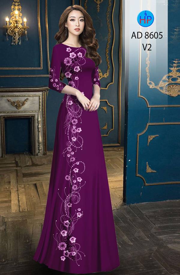 Vải Áo Dài Hoa In 3D mới ra AD 8605 43 Vải Áo Dài Hoa In 3D mới ra AD 8605