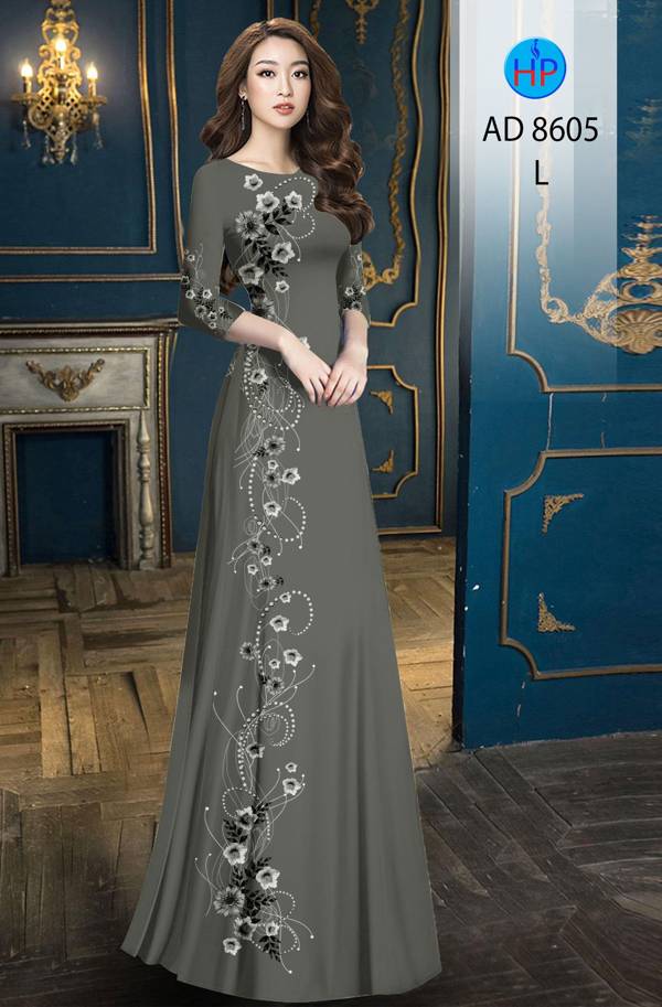 Vải Áo Dài Hoa In 3D mới ra AD 8605 44 Vải Áo Dài Hoa In 3D mới ra AD 8605