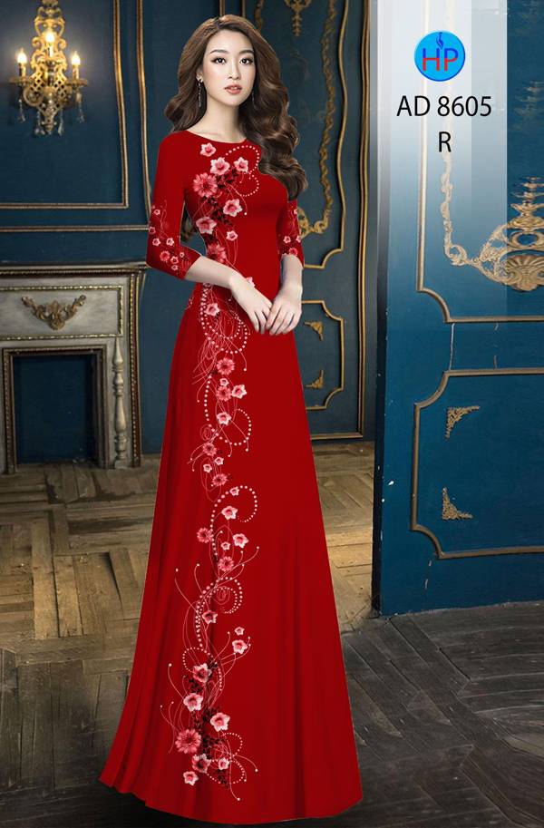 Vải Áo Dài Hoa In 3D mới ra AD 8605 42 Vải Áo Dài Hoa In 3D mới ra AD 8605