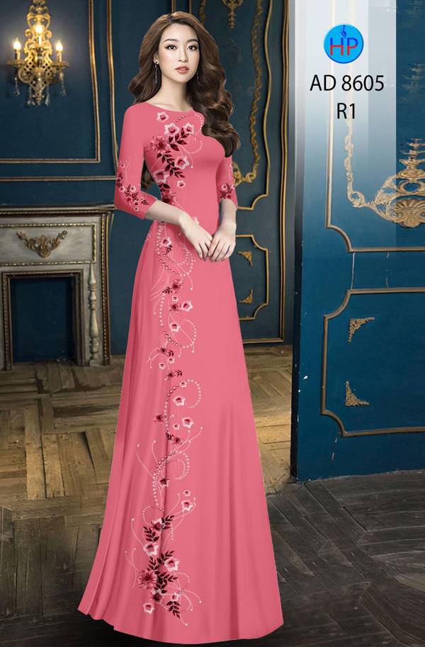 Vải Áo Dài Hoa In 3D mới ra AD 8605 46 Vải Áo Dài Hoa In 3D mới ra AD 8605