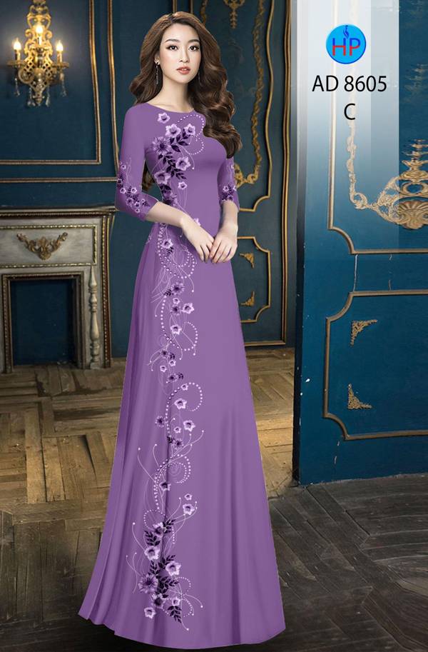 Vải Áo Dài Hoa In 3D mới ra AD 8605 47 Vải Áo Dài Hoa In 3D mới ra AD 8605