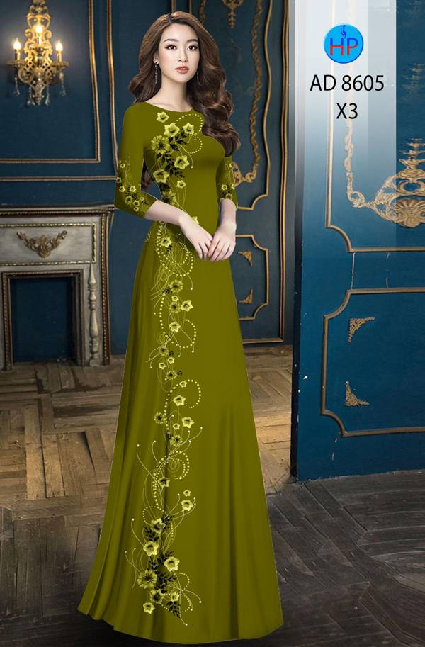 Vải Áo Dài Hoa In 3D mới ra AD 8605 49 Vải Áo Dài Hoa In 3D mới ra AD 8605