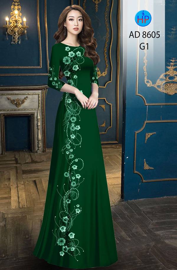 Vải Áo Dài Hoa In 3D mới ra AD 8605 51 Vải Áo Dài Hoa In 3D mới ra AD 8605