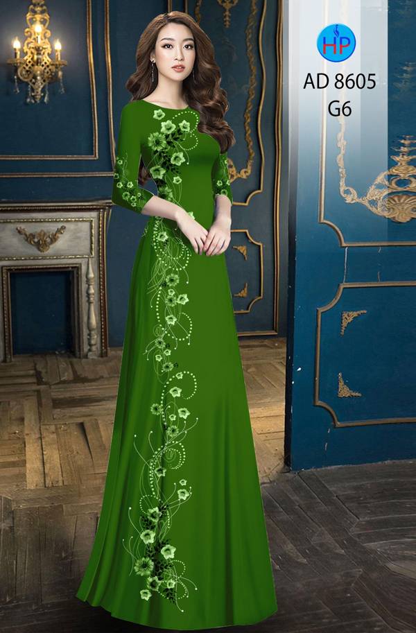 Vải Áo Dài Hoa In 3D mới ra AD 8605 52 Vải Áo Dài Hoa In 3D mới ra AD 8605