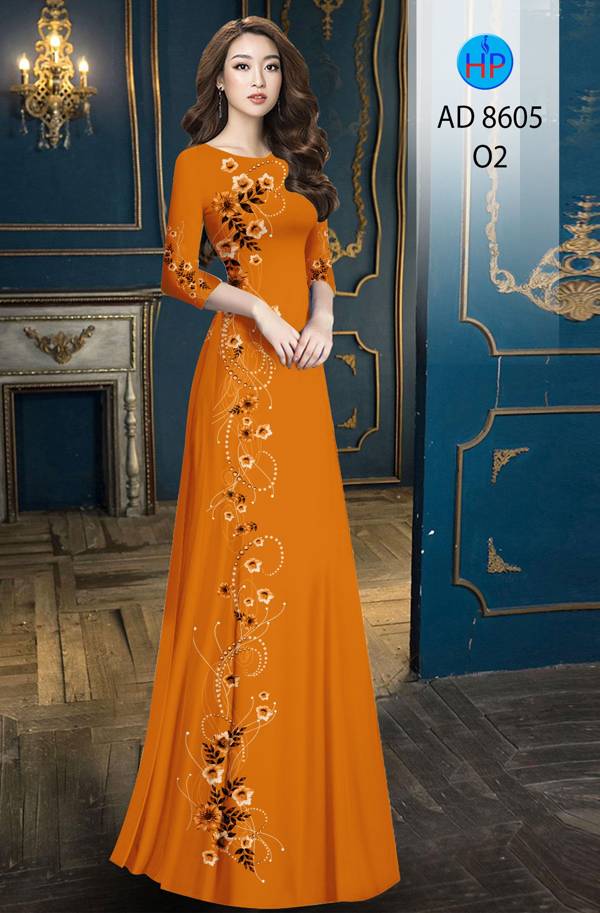 Vải Áo Dài Hoa In 3D mới ra AD 8605 50 Vải Áo Dài Hoa In 3D mới ra AD 8605