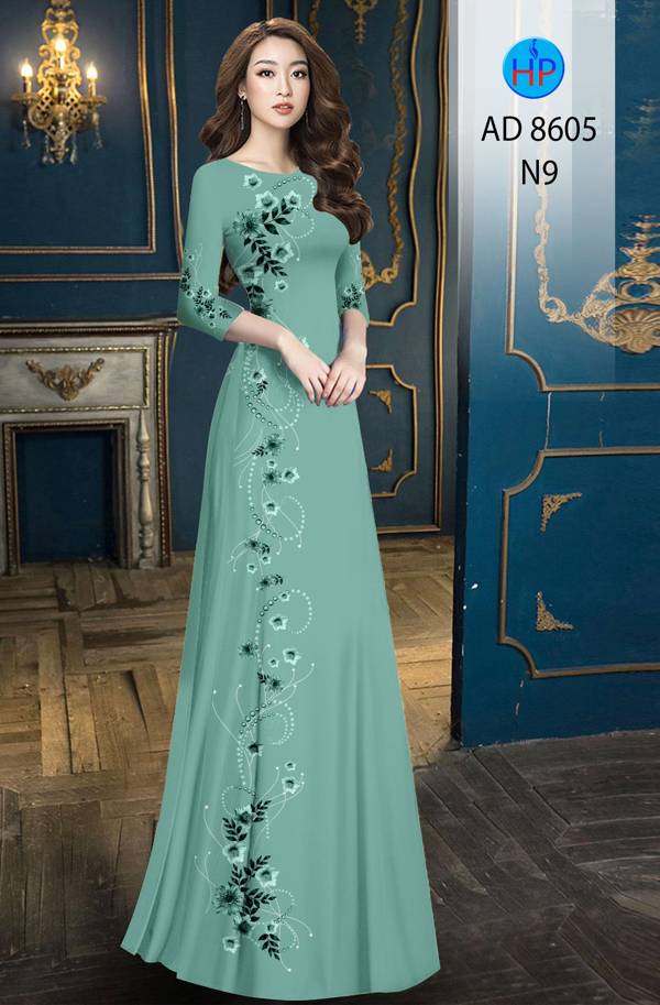 Vải Áo Dài Hoa In 3D mới ra AD 8605 57 Vải Áo Dài Hoa In 3D mới ra AD 8605