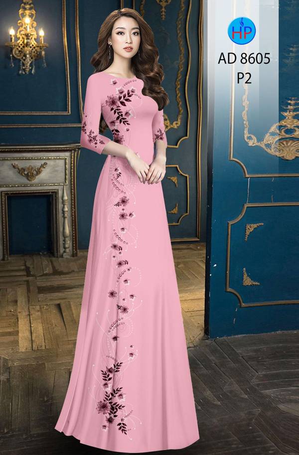 Vải Áo Dài Hoa In 3D mới ra AD 8605 58 Vải Áo Dài Hoa In 3D mới ra AD 8605