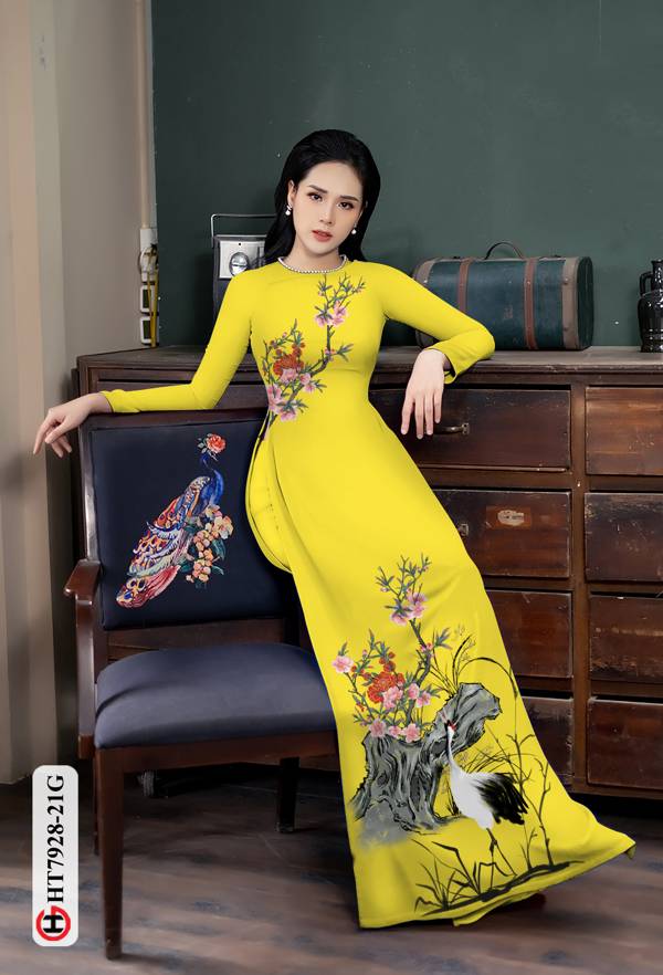 Vải Áo Dài Hoa Và Chim Hạc thiết kế 2021 AD HT7928 32 Vải Áo Dài Hoa Và Chim Hạc thiết kế 2021 AD HT7928