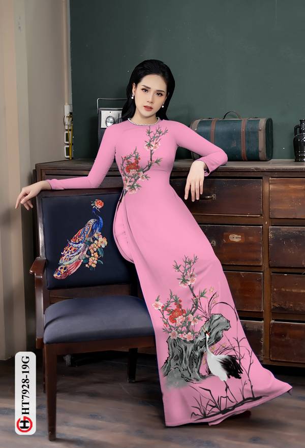 Vải Áo Dài Hoa Và Chim Hạc thiết kế 2021 AD HT7928 33 Vải Áo Dài Hoa Và Chim Hạc thiết kế 2021 AD HT7928