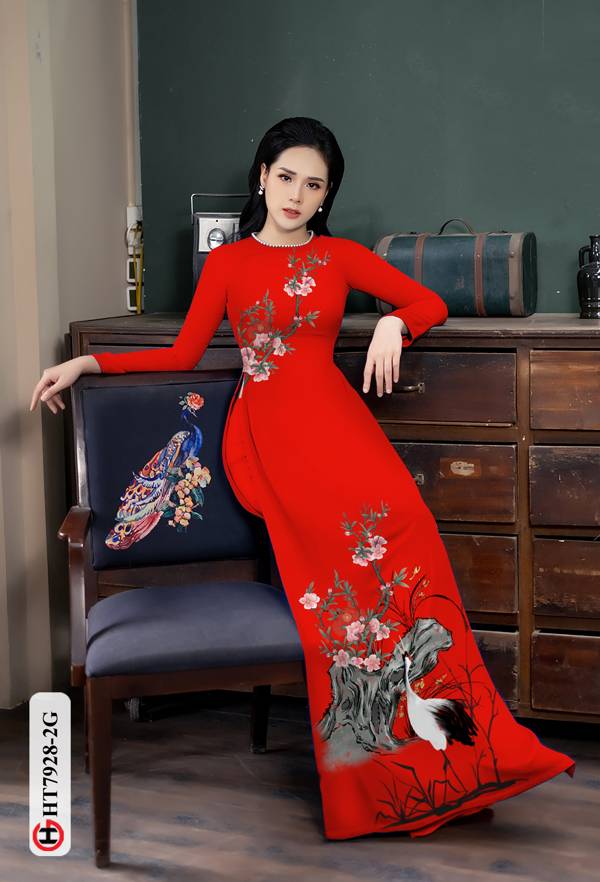 Vải Áo Dài Hoa Và Chim Hạc thiết kế 2021 AD HT7928 35 Vải Áo Dài Hoa Và Chim Hạc thiết kế 2021 AD HT7928
