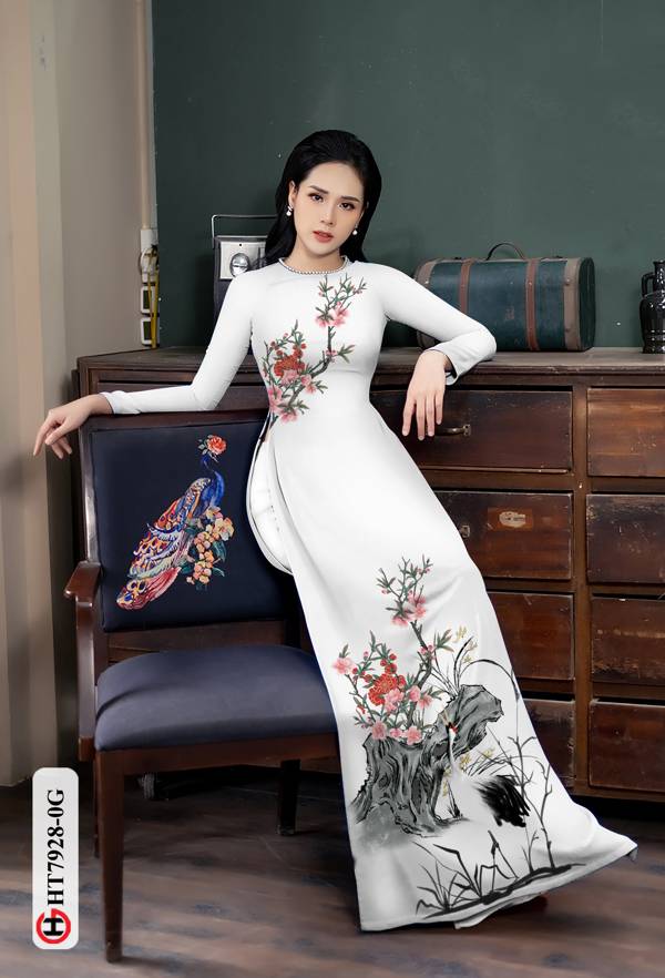 Vải Áo Dài Hoa Và Chim Hạc thiết kế 2021 AD HT7928 41 Vải Áo Dài Hoa Và Chim Hạc thiết kế 2021 AD HT7928