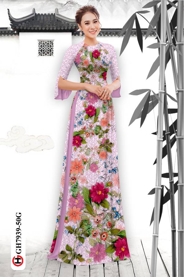 Vải Áo Dài Hoa In 3D mới ra AD GH7939 39 Vải Áo Dài Hoa In 3D mới ra AD GH7939